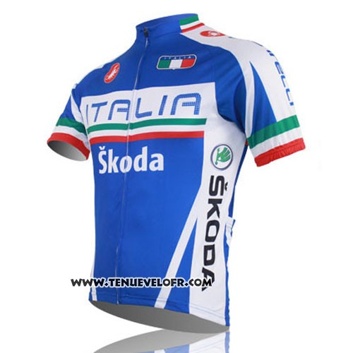 2014 Maillot Ciclismo Italie Bleu et Rouge Manches Courtes et Cuissard